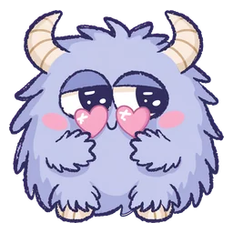 Snuggle Monster: heart eyes